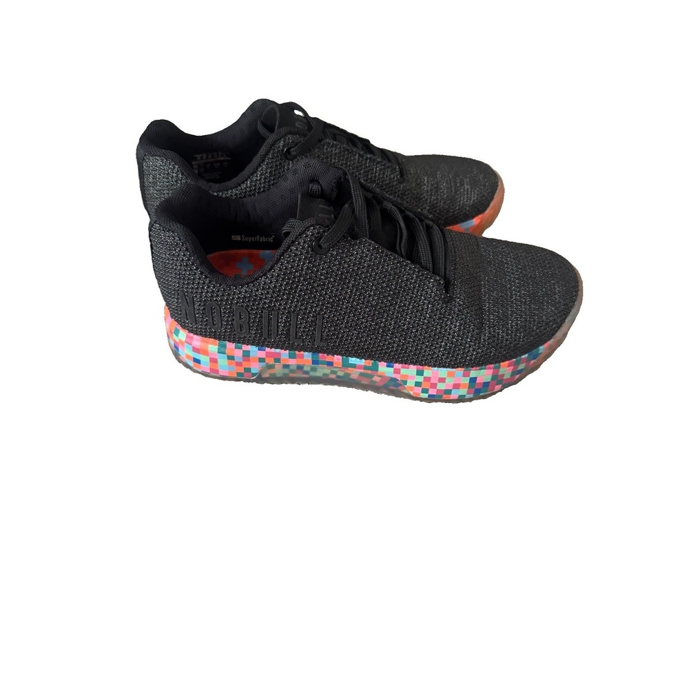 NoBull Superfabric Trainer Low Shoes Mens 6 Womens 7.5 Black Heather Pixel